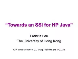 “Towards an SSI for HP Java”