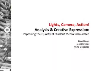 Lights, Camera, Action! Analysis &amp; Creative Expression: