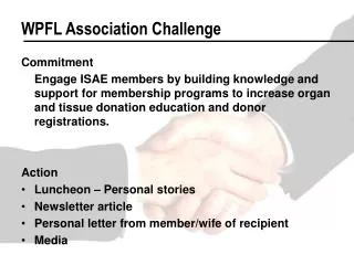 WPFL Association Challenge
