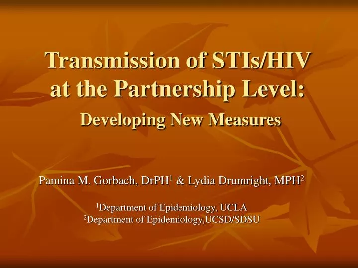 transmission of stis hiv at the partnership level developing new measures