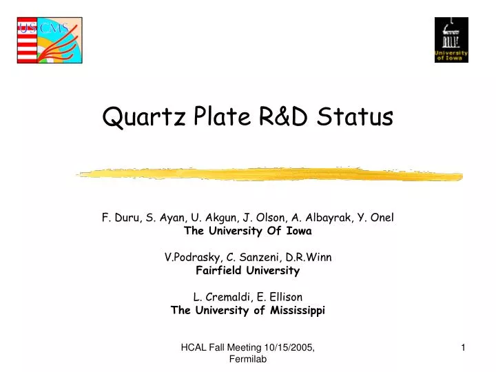 quartz plate r d status