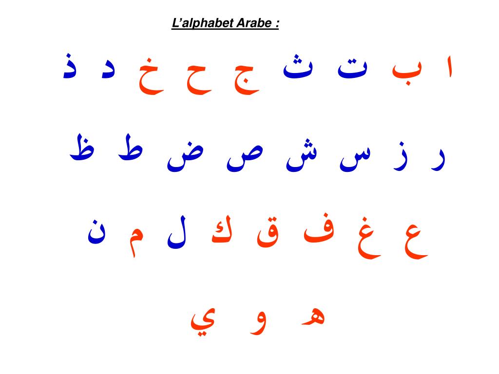 PPT - L’alphabet Arabe : PowerPoint Presentation, free download - ID ...