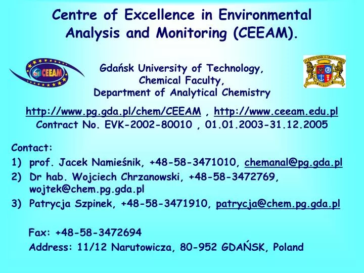 centre of excellence in environmental analysis and monitoring ceeam
