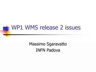 WP1 WMS release 2 issues