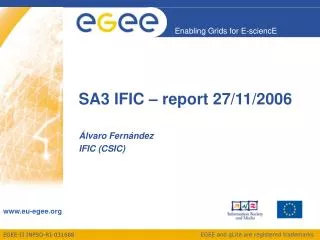 SA3 IFIC – report 27/11/2006