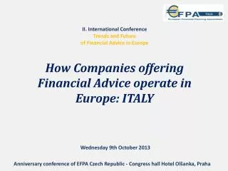 II. International Conference Trends and Future of Financial Advice in Europe