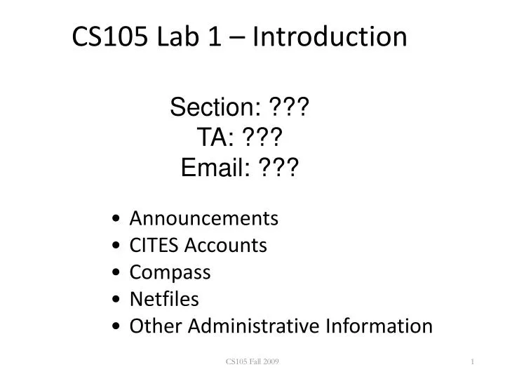 cs105 lab 1 introduction section ta email