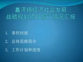 嘉泽镇经济社会发展 战略规划项目履行情况汇报