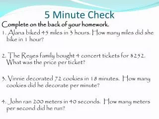 5 Minute Check