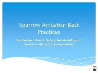 Sparrow Ambattur Best Practices