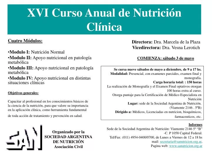 xvi curso anual de nutrici n cl nica