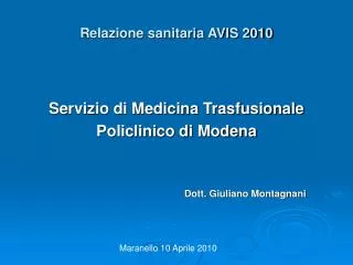 Relazione sanitaria AVIS 2010