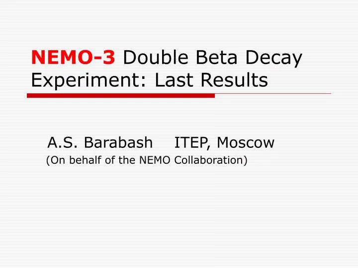 nemo 3 double beta decay experiment last results