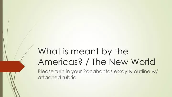 what is meant by the americas the new world