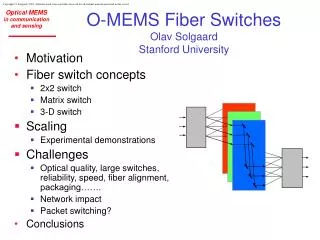 O-MEMS Fiber Switches Olav Solgaard Stanford University