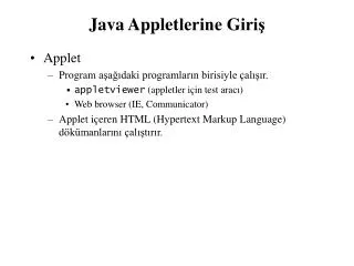 Java Applet lerine Giriş
