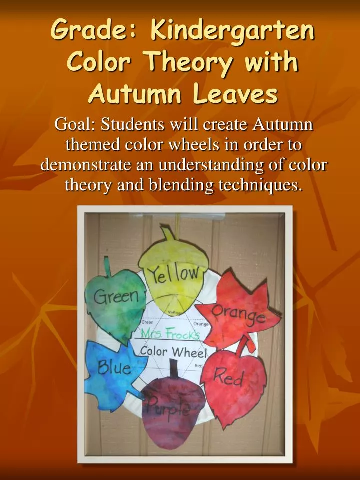 grade kindergarten color theory with autumn leaves