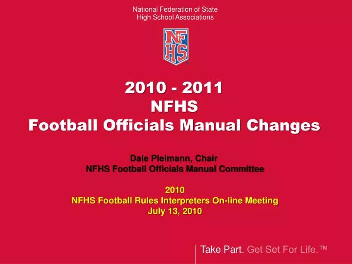 2010 2011 nfhs football officials manual changes