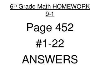 6 th Grade Math HOMEWORK 9-1