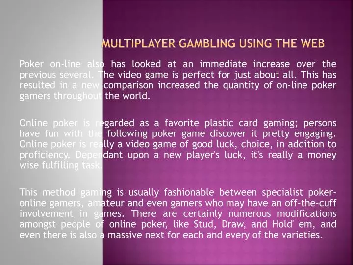 multiplayer gambling using the web