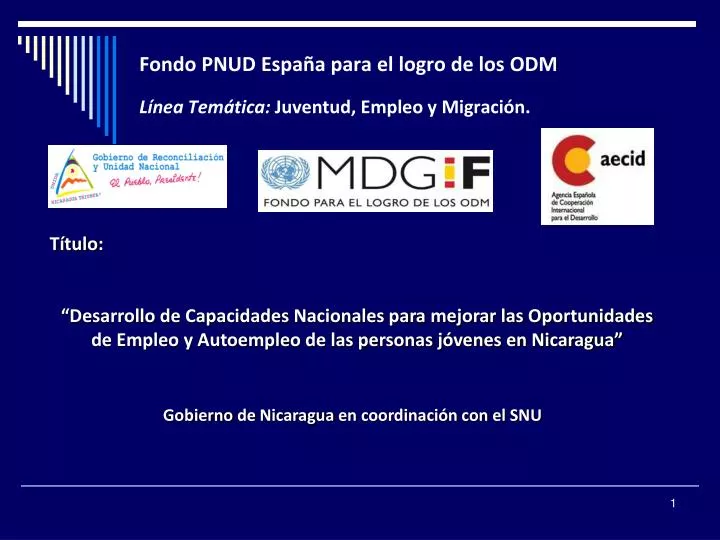 fondo pnud espa a para el logro de los odm l nea tem tica juventud empleo y migraci n