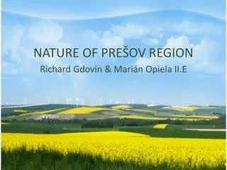 NATURE OF PREŠOV REGION