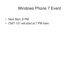 Windows Phone 7 Event