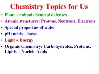 Chemistry Topics for Us