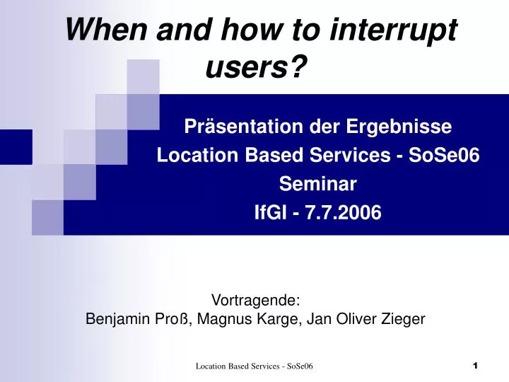pr sentation der ergebnisse location based services sose06 seminar ifgi 7 7 2006