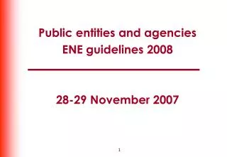 Public entities and agencies ENE guidelines 2008 28-29 November 2007