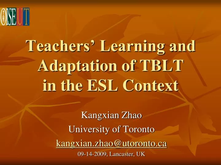 teachers learning and adaptation of tblt in the esl context