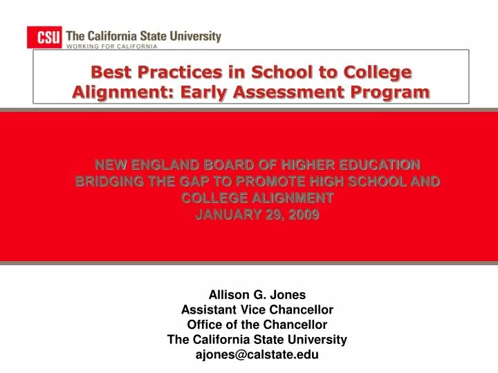 best practices in school to college alignment early assessment program