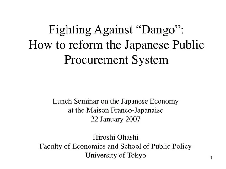 fighting against dango how to reform the japanese public procurement system