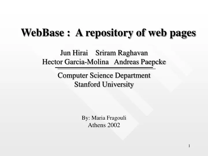webbase a repository of web pages