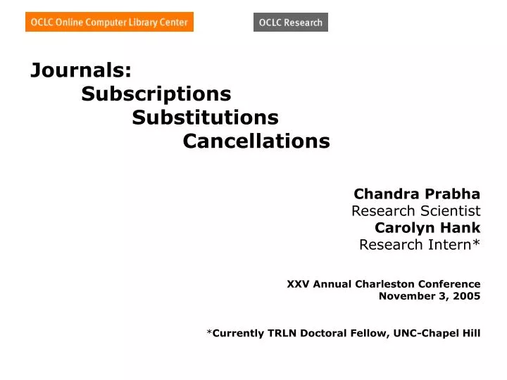 journals subscriptions substitutions cancellations
