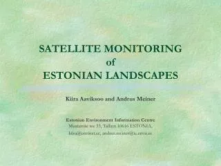SATELLITE MONITORING of ESTONIAN LANDSCAPES