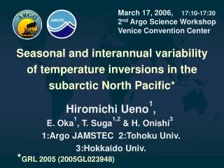 March 17, 2006, 17:10-17:30 2 nd Argo Science Workshop Venice Convention Center