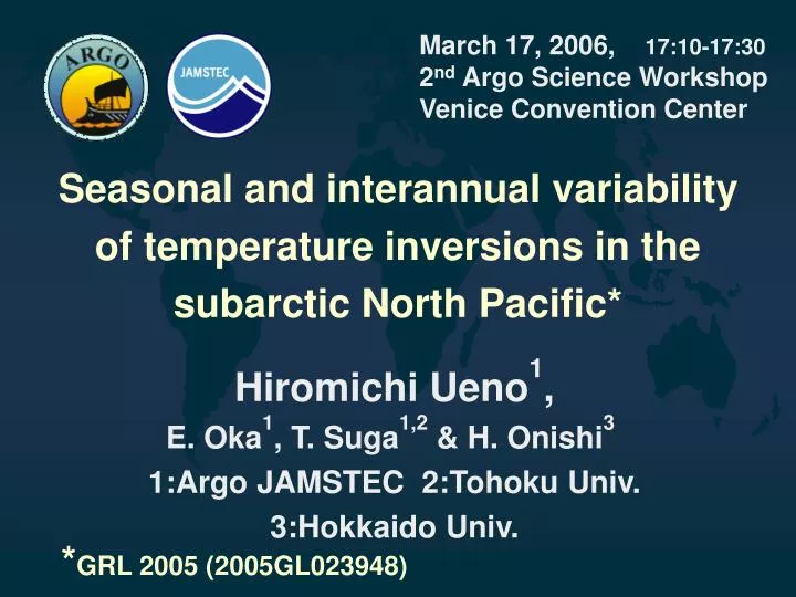 march 17 2006 17 10 17 30 2 nd argo science workshop venice convention center