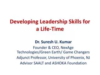 Developing Leadership Skills for a Life-Time