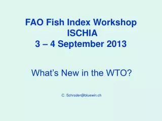 FAO Fish Index Workshop ISCHIA 3 – 4 September 2013