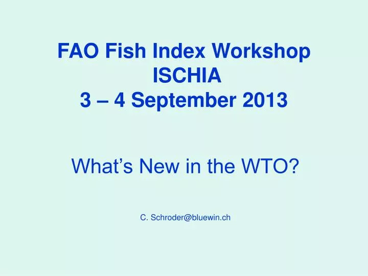 fao fish index workshop ischia 3 4 september 2013