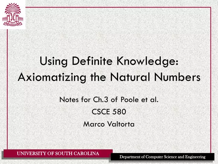 using definite knowledge axiomatizing the natural numbers