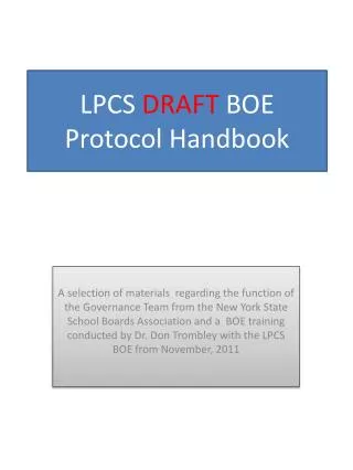 LPCS DRAFT BOE Protocol Handbook