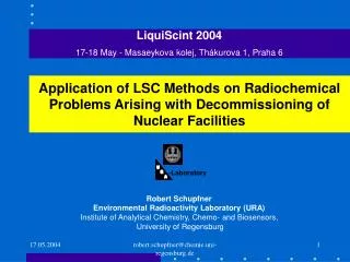 Robert Schupfner Environmental Radioactivity Laboratory (URA)