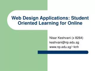 Web Design Applications: Student Oriented Learning for Online