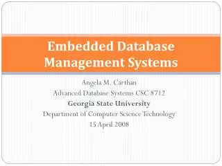 Embedded Database Management Systems