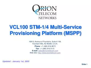 VCL100 STM-1/4 Multi-Service Provisioning Platform (MSPP)