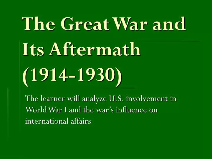 the great war and its aftermath 1914 1930