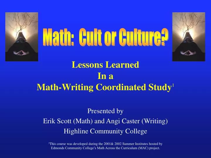 lessons learned in a math writing coordinated study 1