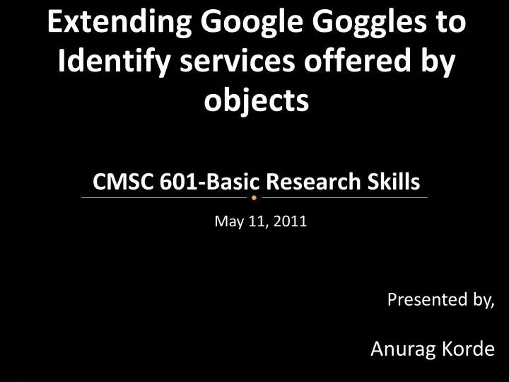 extending google goggles to identify services offered by objects cmsc 601 basic research skills